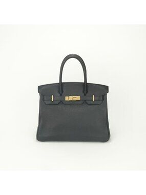 Hermes Birkin 30 Handbag Togo Noir Black Gold Tote